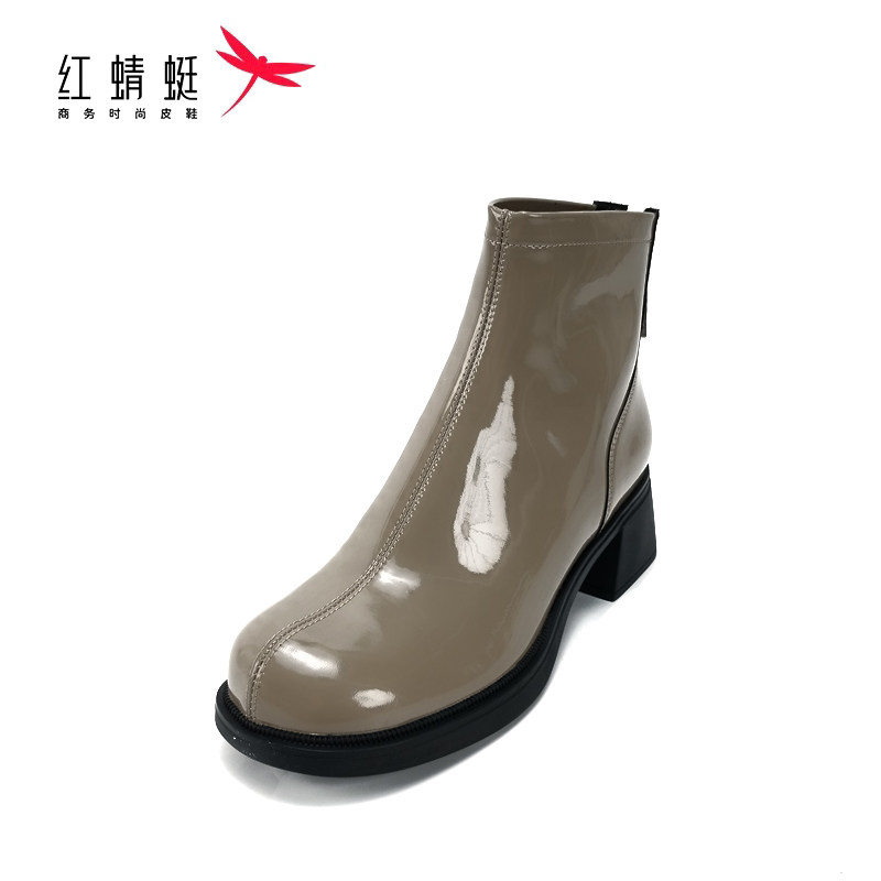 REDDRAGONFLY/红蜻蜓潮流厚底英伦风粗跟后拉链短靴女鞋C3300108,女鞋,马丁靴,淘宝优惠券,粉丝福利购,淘宝优惠卷