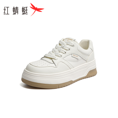 REDDRAGONFLY/红蜻蜓女士韩版松糕底透气系带超酷小白鞋WTB14011