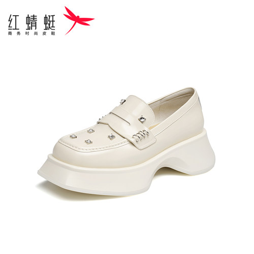 红蜻蜓透气软厚底韩版乐福鞋