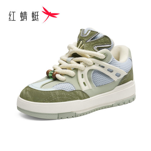 REDDRAGONFLY/红蜻蜓女士复古撞色网面透气厚底运动板鞋BQ5193109