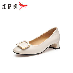 红蜻蜓女士温柔晚晚风蝴蝶结真皮软底玛丽珍鞋时尚通勤办公室女鞋