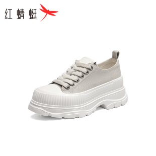REDDRAGONFLY/红蜻蜓女士简约低帮松糕厚底休闲帆布板鞋WTB24692