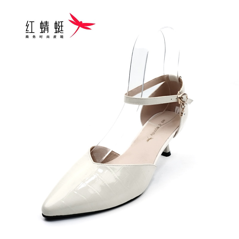 REDDRAGONFLY/红蜻蜓时尚气质淑女尖头细跟一字扣单鞋女QYB21146