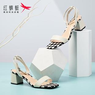 REDDRAGONFLY 露趾粗跟外穿氣質涼鞋 女鞋 K3600028 紅蜻蜓真皮時尚
