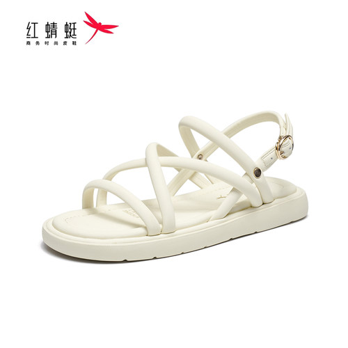 REDDRAGONFLY/红蜻蜓简约仙女风配裙子细带平底凉鞋女鞋WTK23290