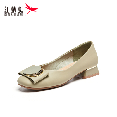 红蜻蜓低跟软底浅口乐福鞋