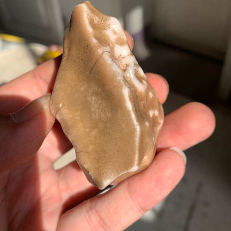 新疆哈密地表籽料天然黑皮包浆粉蛋白原石把玩件重100克戈壁奇石