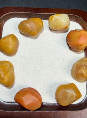 新疆北屯沙漠漆原石籽料手链手串颗颗精品冻光螺旋纹天然石形96克