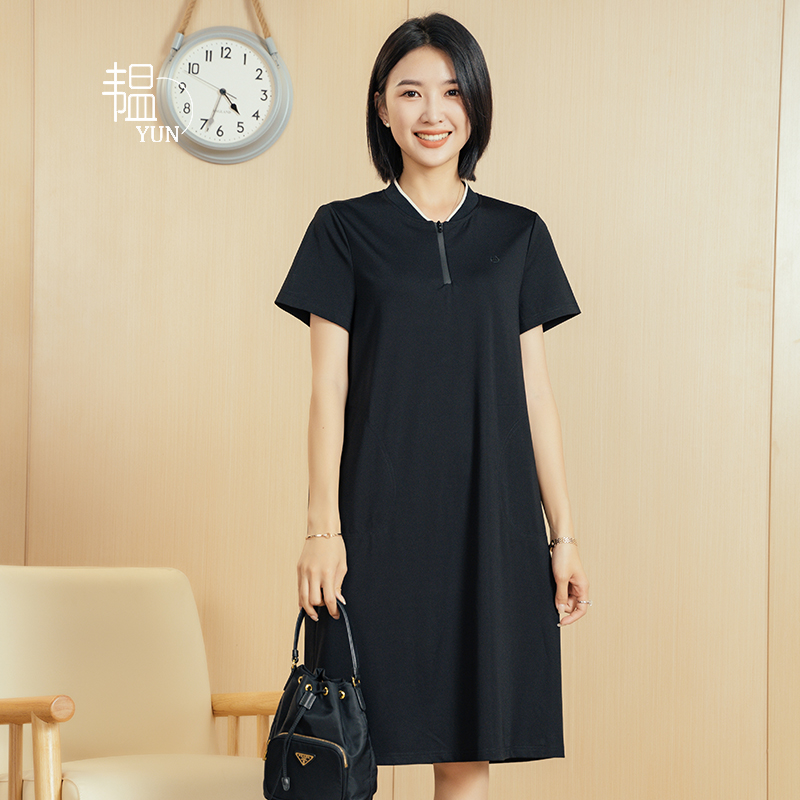 通勤宽松人棉纯色拉链套头显瘦