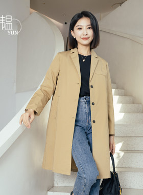 韫西装领中长款气质显瘦风衣
