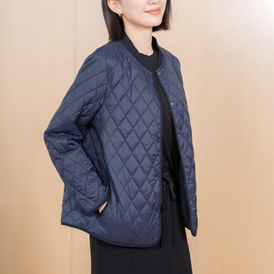 百搭菱形格夹棉休闲短款 女装 轻薄棉服外套5022 新款 YUN韫2024冬季