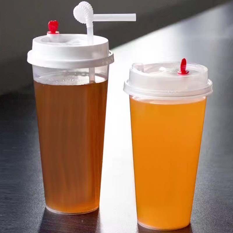 一次性90口径奶茶杯果汁杯透明塑料杯打包杯胶杯500ml