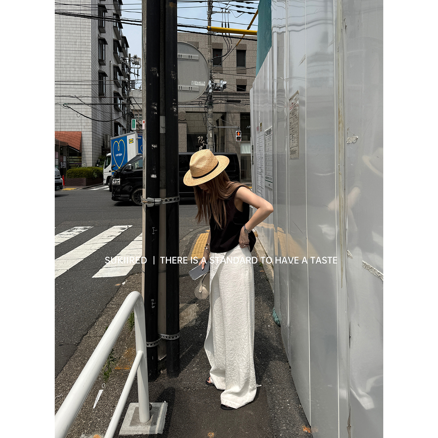 两面可穿马甲/斜搭片装饰阔腿裤