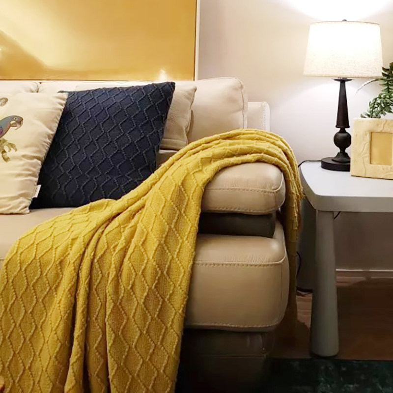 北歐經典菱形純色針織毯沙發毯民宿床尾巾床尾毯樣板房搭毯蓋毯在類目 牀上用品, 休閒毯/毛毯/絨毯中 - 來自Buy2taobao.com提供專業的淘寶代購服務