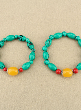 民族风二代绿松石简约文艺手串