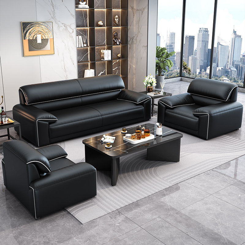 蓝塔简约海绵商务三人位沙发组合