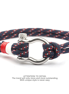 ins 欧美不锈钢扣弓型手工编织手绳潮百搭时尚简约运动学生礼物