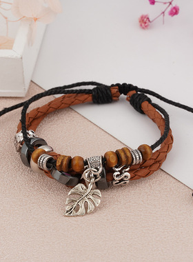 新款手链男潮学生情侣编织绳hiphop复古男士手链小众设计潮流饰品