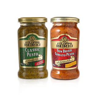 翡丽百瑞意大利进口番茄罗勒青酱190g组合披萨意大利面调味坚果酱