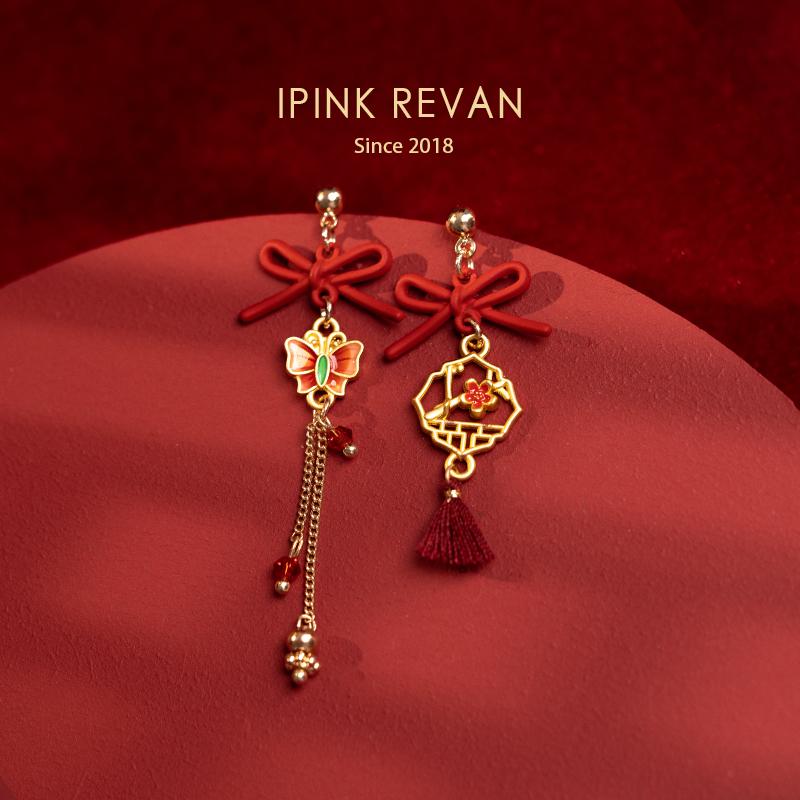 IPINK原创喜庆红色耳环新中式