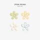 IPINK小清新撞色小花耳钉无耳洞耳夹精致甜美不对称少女心耳环女