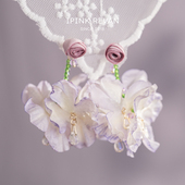 IPINK浪漫紫色玫瑰花流苏耳环女耳夹花瓣耳坠海边度假耳饰无耳洞