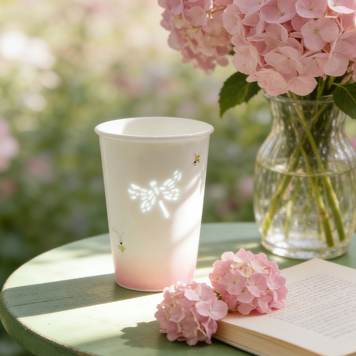 蜻蜓玲珑陶瓷可乐杯水杯渐变粉色高颜值喝水杯子家用马克杯咖啡杯,餐饮具,马克杯,淘宝优惠券,粉丝福利购,淘宝优惠卷