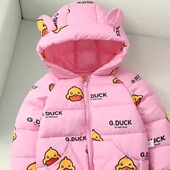 小黄鸭儿童秋冬款 小中童宝宝耳朵连帽外套 羽绒棉服男女童轻薄款