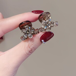 高级感水晶花朵迷你小抓夹女新款前额刘海碎发夹小号侧边夹子发抓