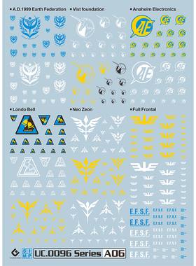 EVO水贴 UC通用0096水贴 独角兽系列水贴纸 模型荧光贴纸SP-0096