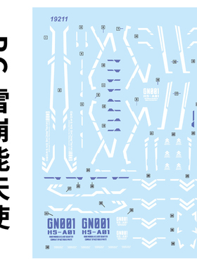 中环水贴 19211 PG 1/60 雪崩能天使 战损带灯 通用模型水贴 贴纸