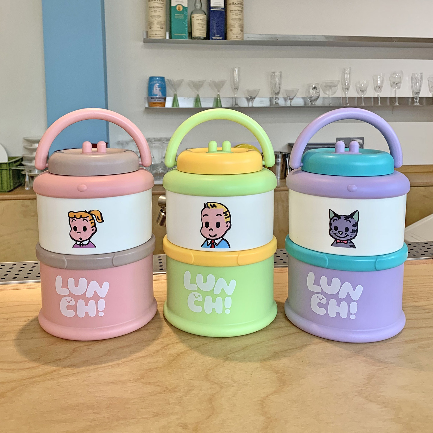 可爱不锈钢保温饭盒便携双层便当盒上班族学生儿童密封餐盒桶汤碗