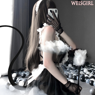 性感制服套装蕾丝纯欲风可爱女佣服cosplay围裙经典黑白女仆睡裙