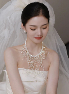 新娘复古多层流苏项链气质锁骨链