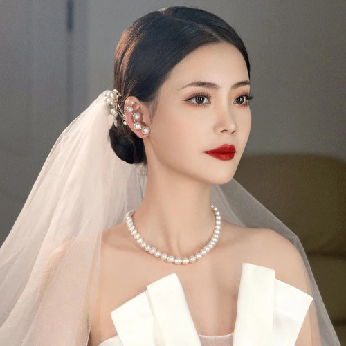 新娘韩式耳钉超仙婚纱礼服项链