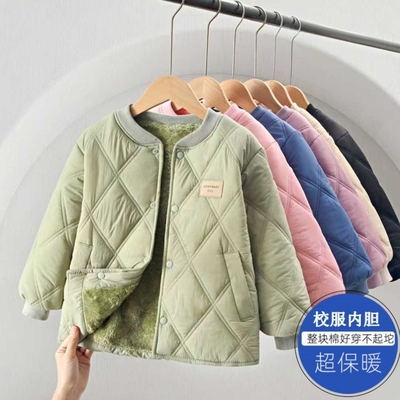 校服内胆神器男童秋冬羽绒棉服儿童外套内穿女童加厚棉衣上衣冬款