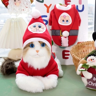 宠物狗狗衣服圣诞老人猫咪变身装直立搞怪中小型犬圣诞节帽子冬装