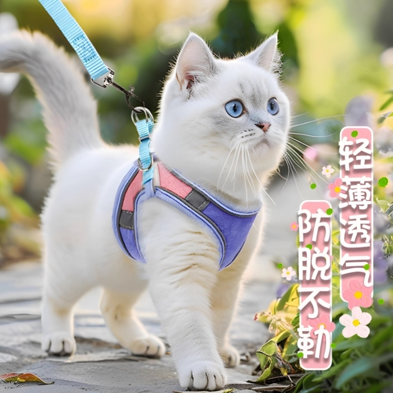 猫咪牵引绳溜猫绳猫背带背心式胸背防挣脱猫咪专用兔子狗狗外出用