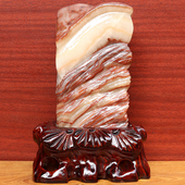 天然石材奇石摆件猪肉石五花肉桌面装 饰雕刻石12 5cm1859g摆件