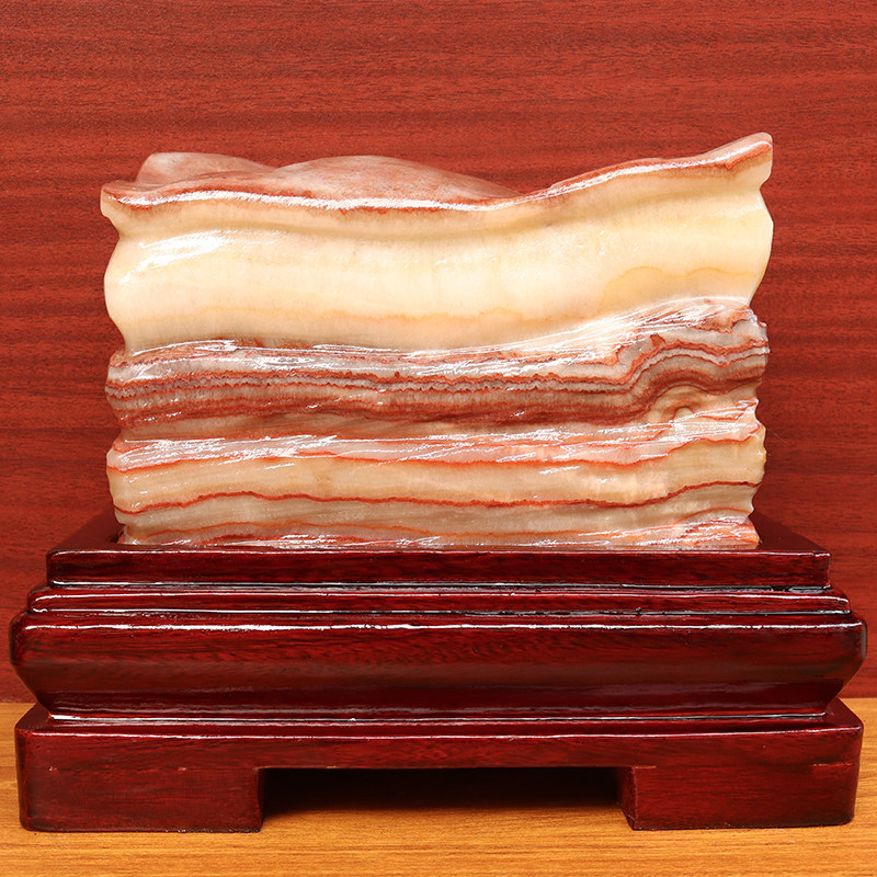 天然石材奇石摆件猪肉石五花肉桌面装饰雕刻石21*17*9cm5537g摆件