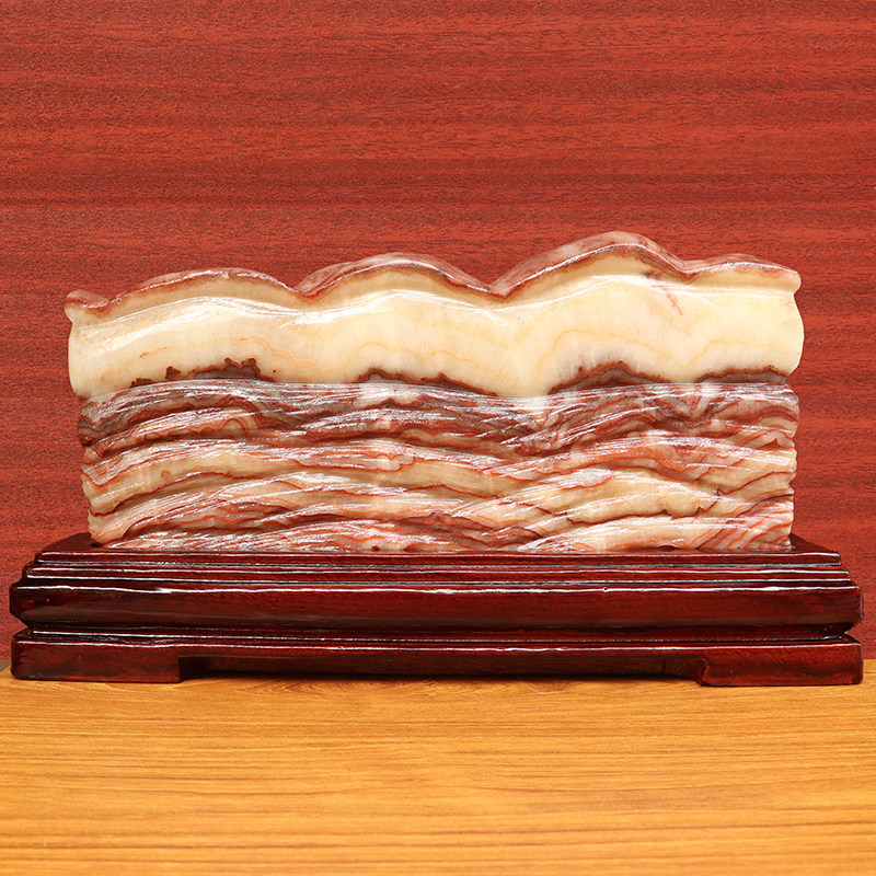 天然石材奇石摆件猪肉石五花肉桌面装饰雕刻石37*19*3cm5888g摆件