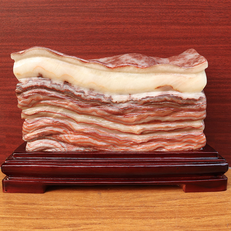 天然石材奇石摆件猪肉石五花肉桌面装饰雕刻石31*20*8cm8482g摆件