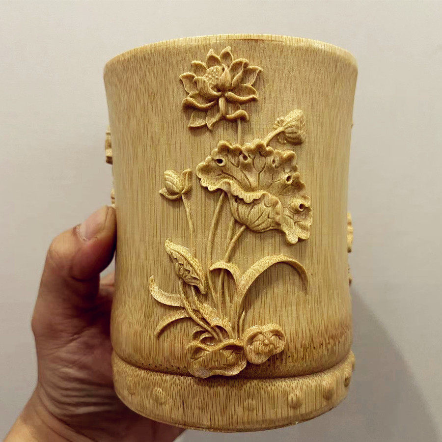 智琼竹雕毛笔筒商务礼品