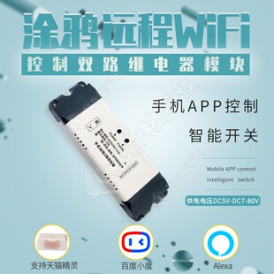 涂鸦双路WiFi远程继电器模块 手机APP控制智能开关 天猫精灵 小爱