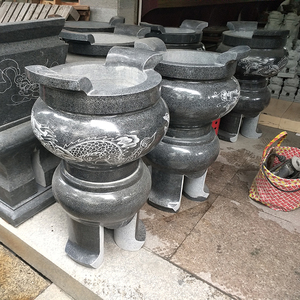 石雕香炉青石鼎大号圆形寺庙祠堂祭祀供佛家用大理石仿古带座香炉