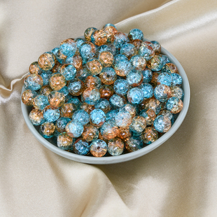 810mm彩色玻璃爆花珠冰裂散珠琉璃珠DIY饰品手链材料甩卖