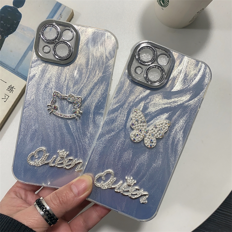 羽纱水钻猫咪蝴蝶适用华为 NOAV13 X60 荣耀50 300 畅玩40 Pura 70 MATE30 PRO 手机壳批发 镜头膜保护全包带