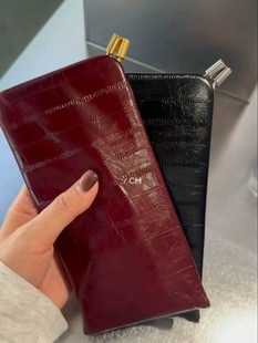 包包女2025新款秋冬真皮手拿包头层牛皮鳗鱼纹手机零钱眼镜晚宴包