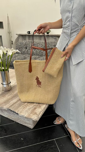 草编沙滩托特包单肩腋下购物袋