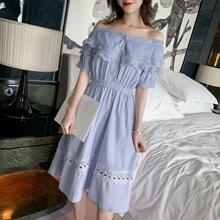 收腰显瘦小碎花桔梗裙子高腰 OSA法式 复古雪纺连衣裙女夏2019新款